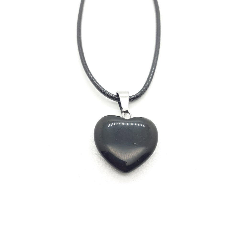 Collar obsidiana negra corazón 2cm