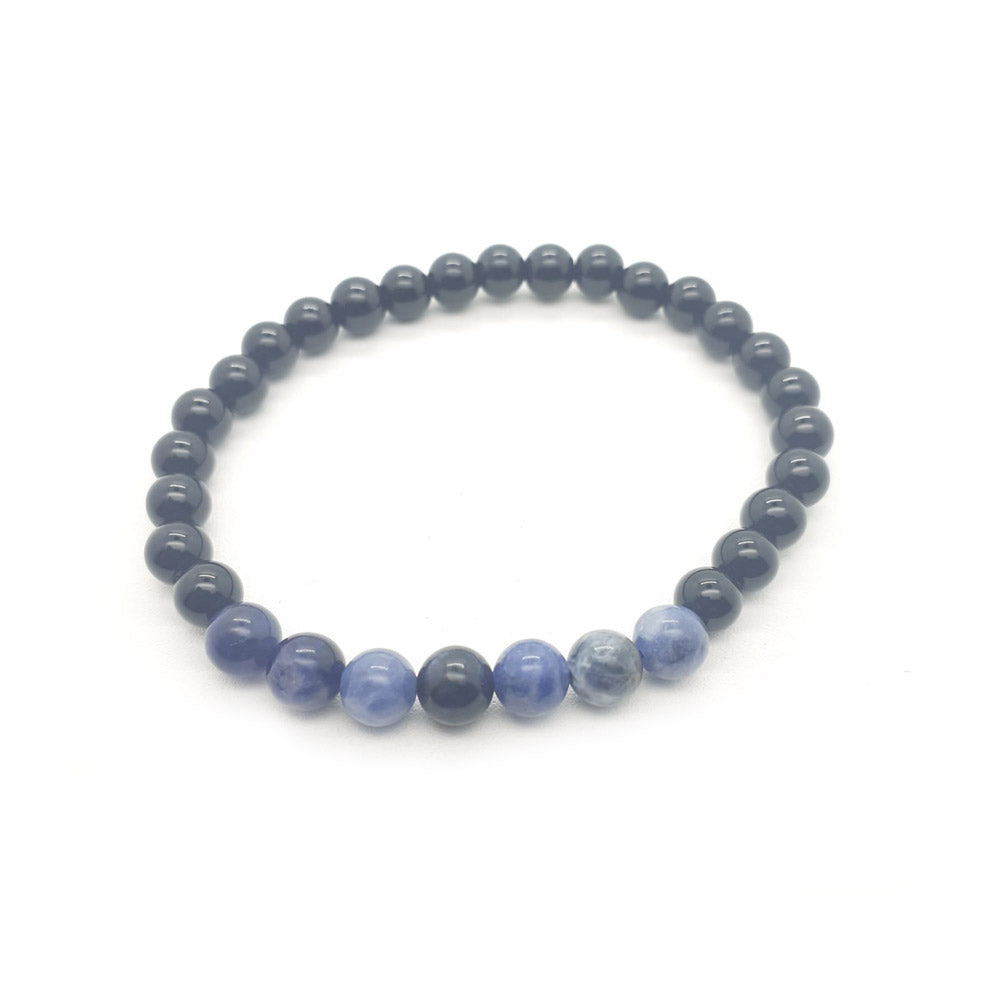 Pulsera sodalita con obsidiana negra bolas 6mm