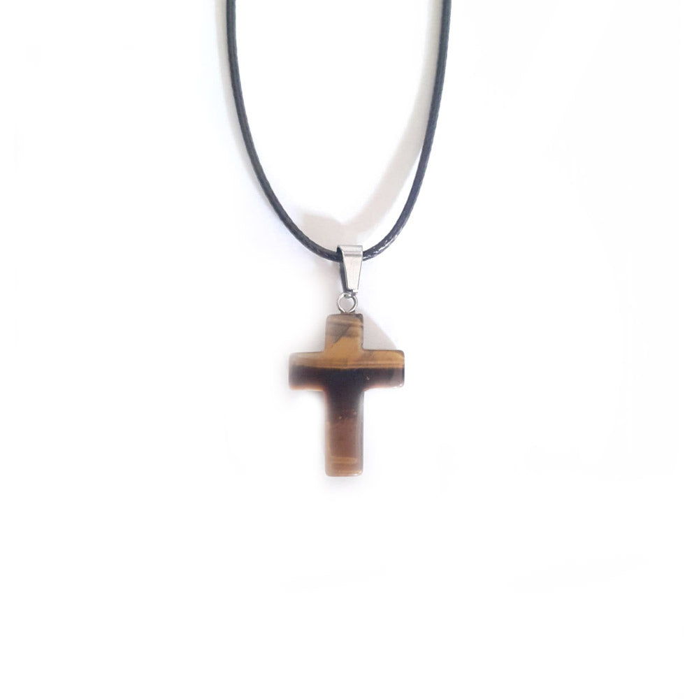 Collar ojo de tigre cruz 2,5 cm