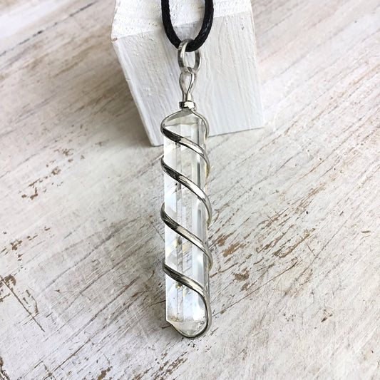 Collar Cuarzo Blanco Punta Espiral 4-5 cm