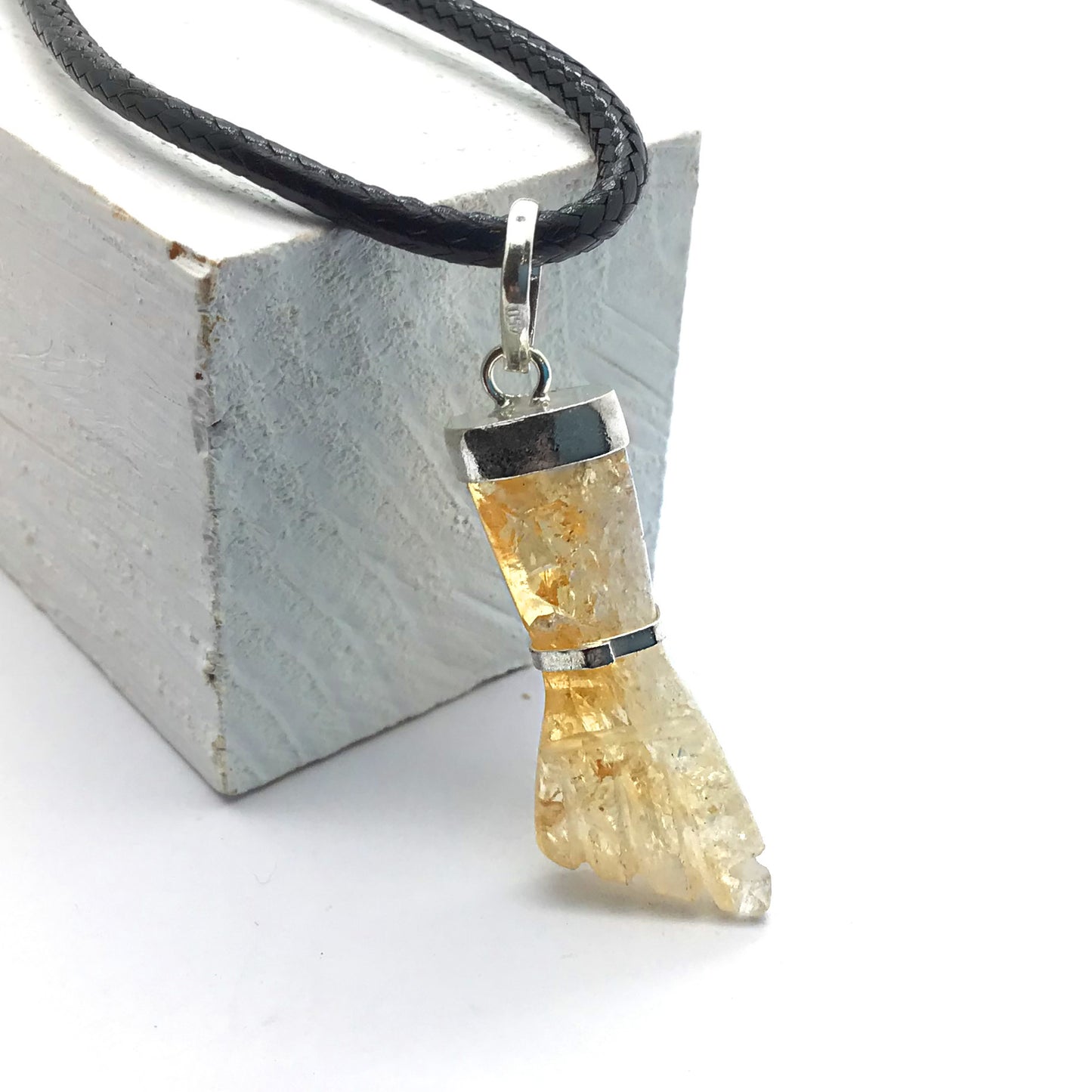 Collar puño citrino plata de ley 2-3 cm