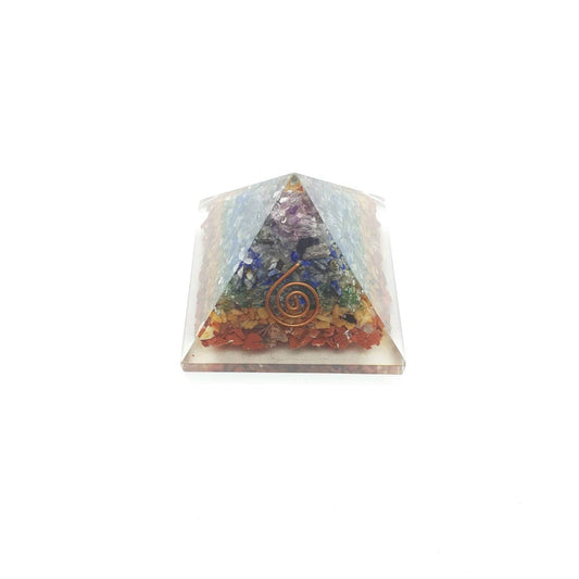 Pirámide 7 chakras orgonita 4-5 cm