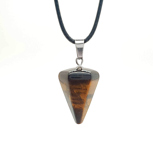 Collar ojo de tigre forma péndulo mini  1-2 cm
