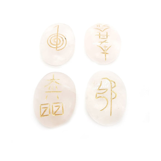 JUEGO SIMBOLOS REIKI CUARZO ROSA 3,5 CM