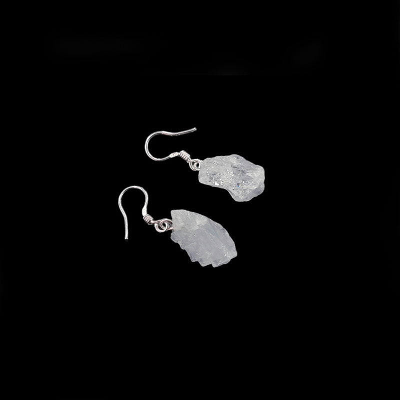 Pendientes Aguamarina en bruto plata de ley